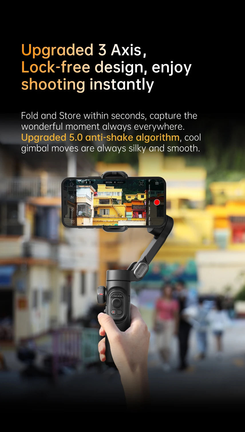 SmartGearPros AOCHUAN 3-Axis Gimbal – Handheld Smartphone Stabilizer with Smart Tracking & Anti-Shake Video Control