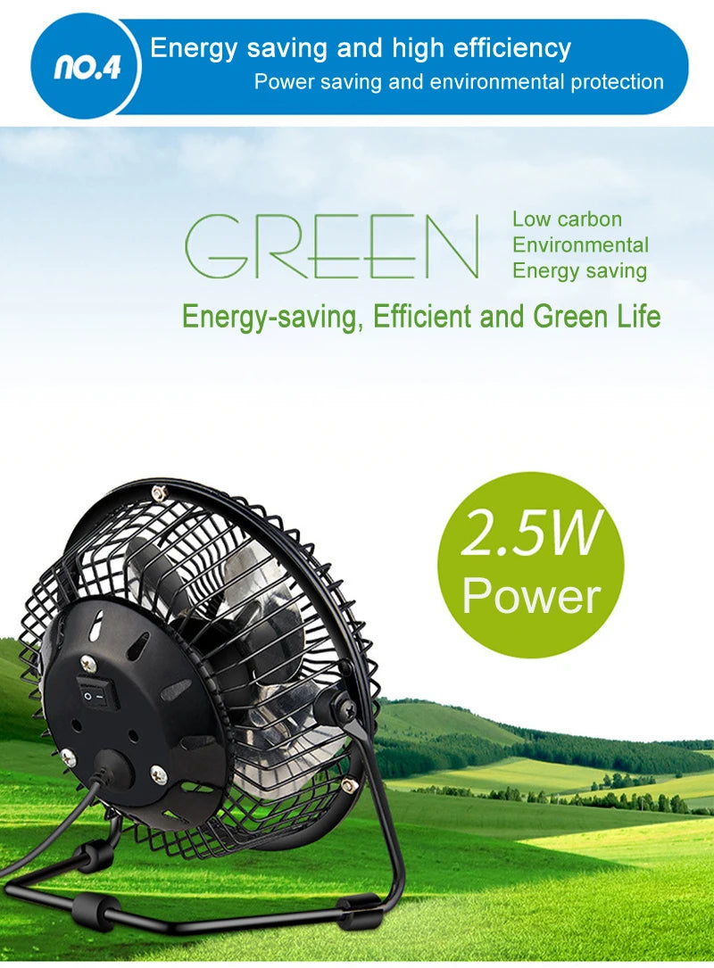 SmartGearPros Mini USB Desk Fan – 4in/6in Portable Metal Cooling Fan for Office, Home & Dorm Use