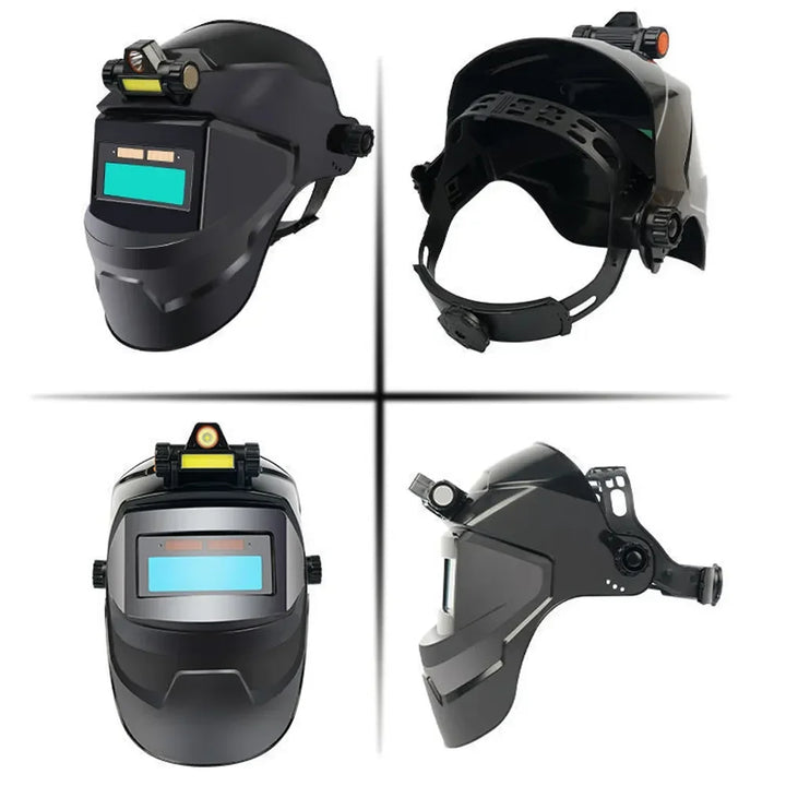 Pc Welding Masks Automatic Variable Light Adjustment Large View Auto Darkening Welding Facemask For Arc Welding Grinding Cutting product image showing features or usage