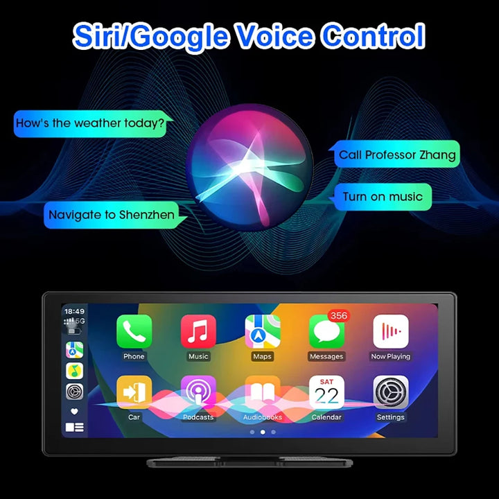 9Inch Universal Portable Carplay Android Auto For Car Screen Wireless Carplay Screen Wireless Car Stereo Radio 1 2 Din Mp5 Audio 1 product image showing features or usage