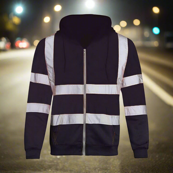 SmartGearPros Reflective Strip Hoodie – High-Vis Pullover for Work, Street Style & Night Safety