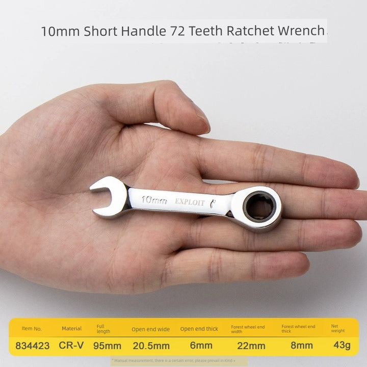 SmartGearPros Short Handle Fast Ratchet Wrench – Dual-Purpose, Labor-Saving, Offset Spanner (10-13mm)