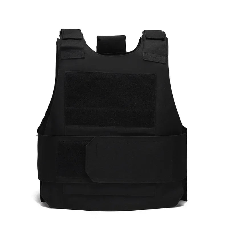 Black tactical vest on a white background