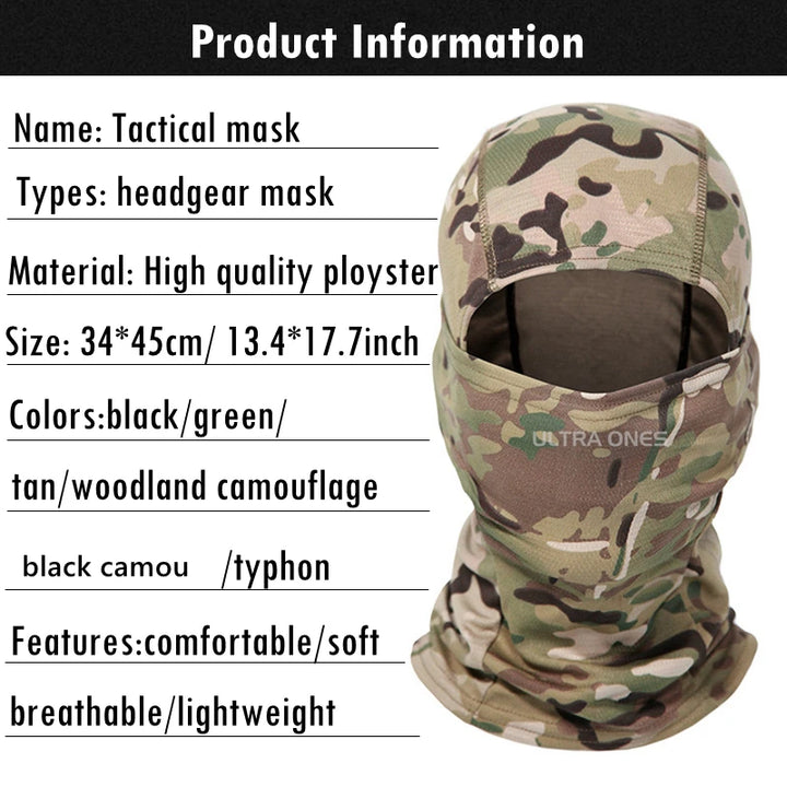 Tactical mask with camouflage pattern on a white background