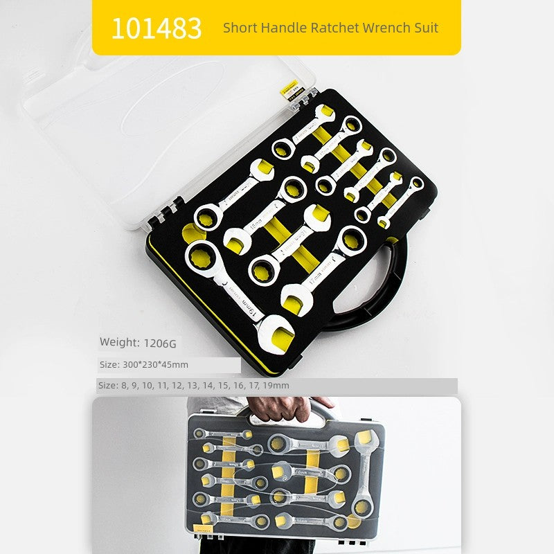 SmartGearPros Short Handle Fast Ratchet Wrench – Dual-Purpose, Labor-Saving, Offset Spanner (10-13mm)