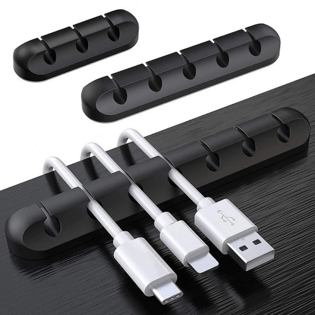 SmartGearPros Silicone USB Cable Organizer – 3/5/7-Hole Cable Winder for Desk, Car, or Wall Mounting