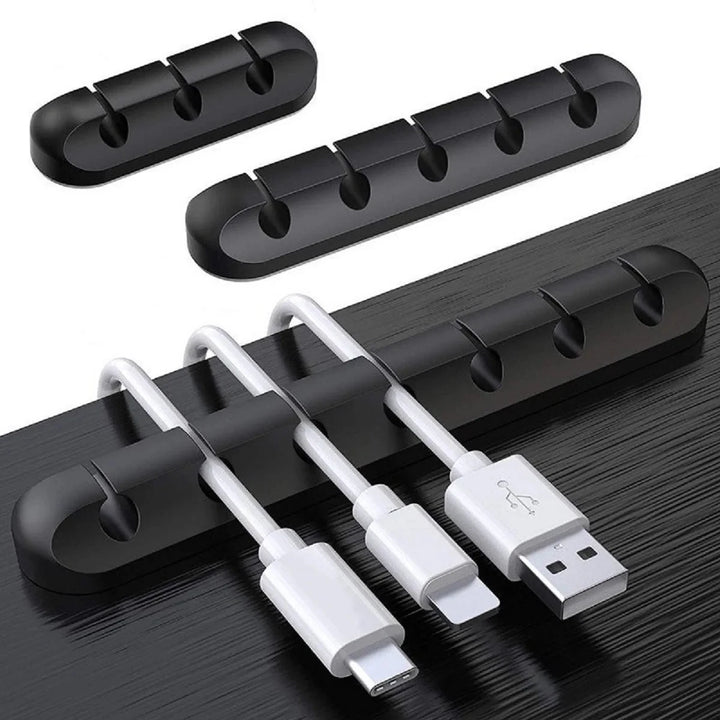 SmartGearPros Silicone USB Cable Organizer – 3/5/7-Hole Cable Winder for Desk, Car, or Wall Mounting