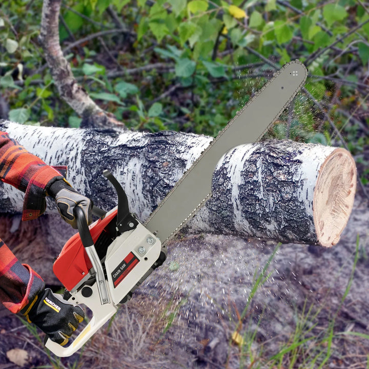 22 Inch 52Cc Gasoline Chainsaw Single Cylinder Air Cooled 2 Stroke Chainsaw Cutting Wood Gas Sawing 7500Rpm For Cutting Wood product image showing features or usage