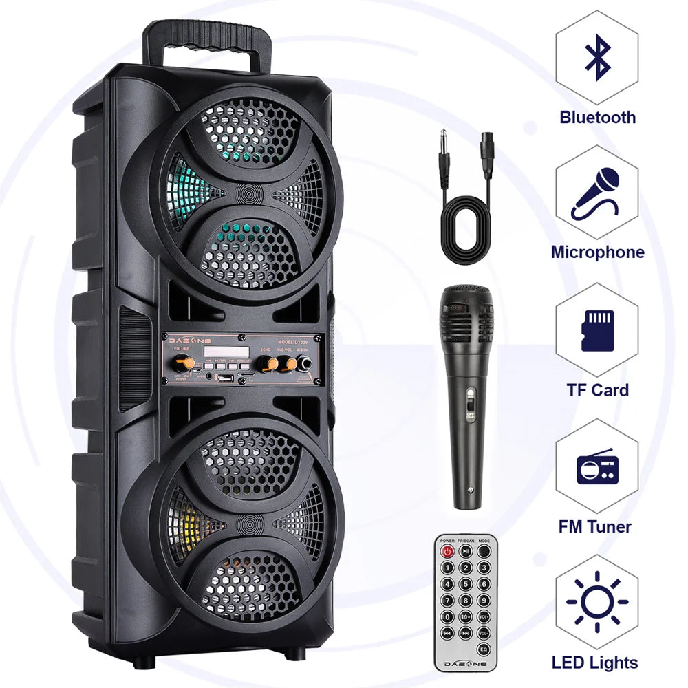 SmartGearPros 3000W Bluetooth Speaker – Portable Subwoofer Boombox with Deep Bass, LED Lights & Mic Support