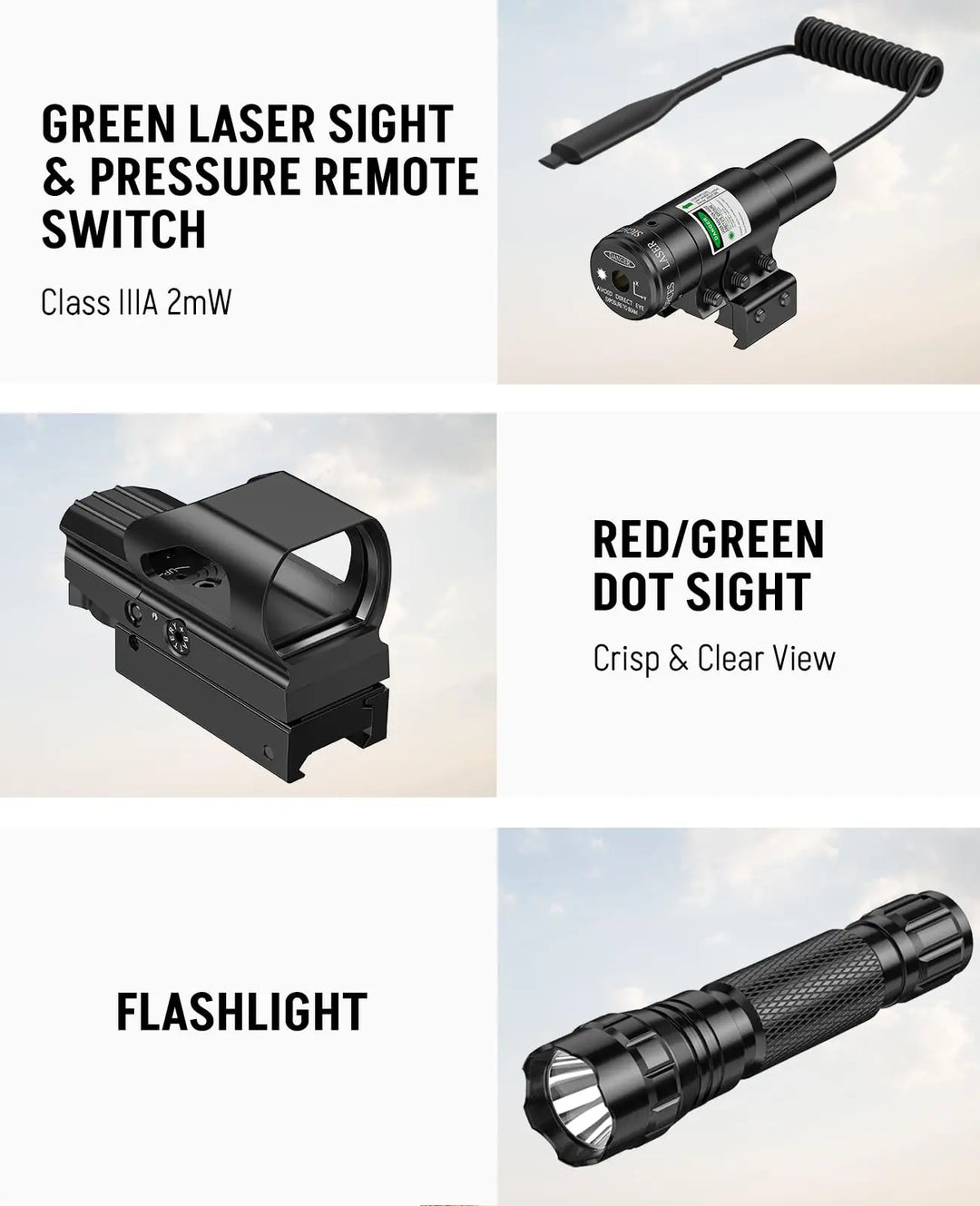 4-16x50 AO Rifle Scope Combo – Rangefinder, Red Dot & Green Laser
