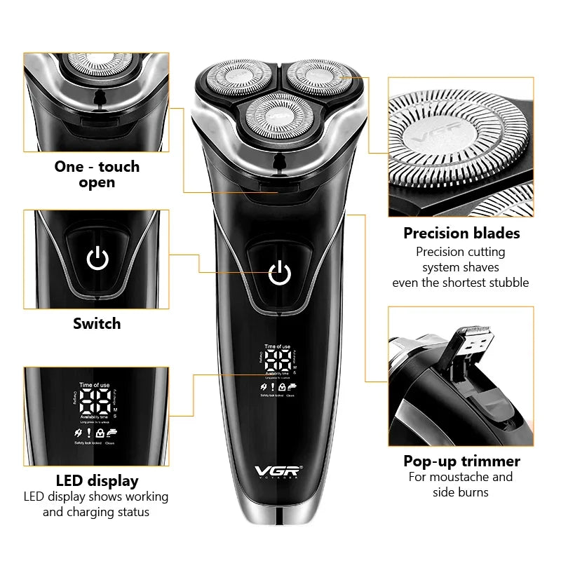 SmartGearPros Waterproof Electric Shaver – Fast Charging, Rechargeable Beard Trimmer & Shaving Machine
