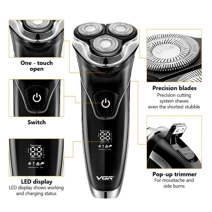 SmartGearPros Waterproof Electric Shaver – Fast Charging, Rechargeable Beard Trimmer & Shaving Machine