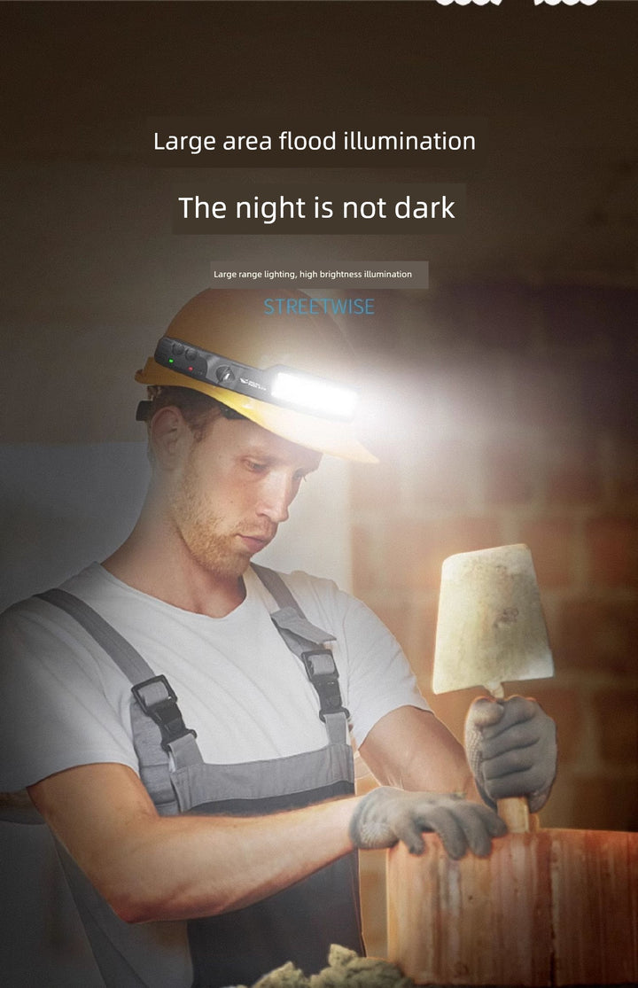 SmartGearPros Ultra-Light Sensor Headlamp – Strong LED Work Helmet Light for Outdoor & Night Work