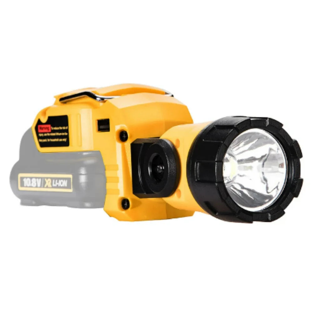 Side profile showing metal belt clip and light head attachment