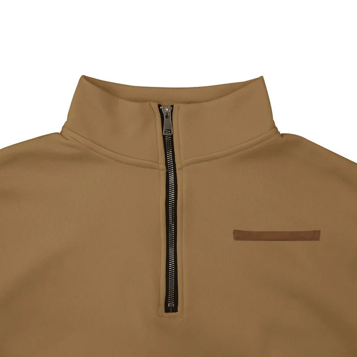 Men's Heavy Fleece Sweater - Half-Zip Stand Collar Pullover