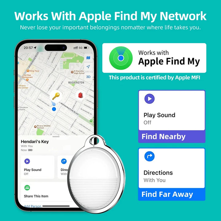 SmartGearPros Mini Tag Tracker for Apple – Bluetooth Anti-Lost Locator for Keys, Kids, Pets & Bags (iOS Compatible)