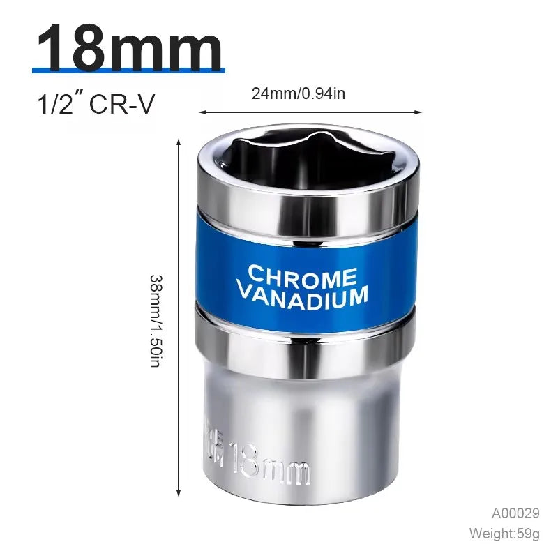 NIUXIANG 1/2" Drive Deep Impact Socket – Metric Chromium-Vanadium Steel