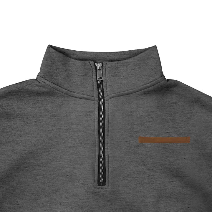 Men's Heavy Fleece Sweater - Half-Zip Stand Collar Pullover
