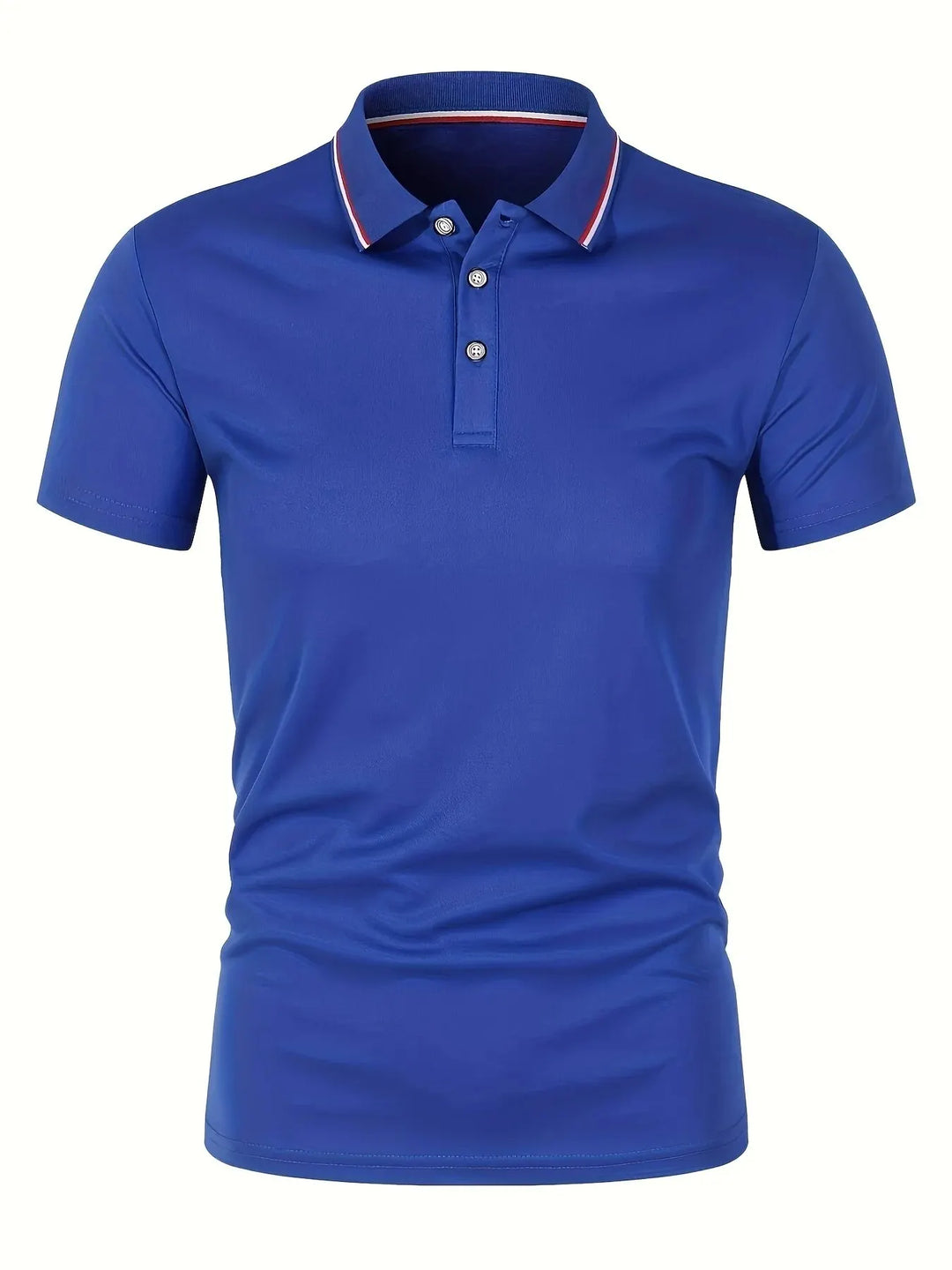 SmartGearPros Men's Polo Shirt in blue, breathable polyester polo shirt with button collar and sport design.