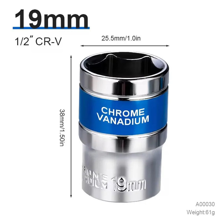 NIUXIANG 1/2" Drive Deep Impact Socket – Metric Chromium-Vanadium Steel