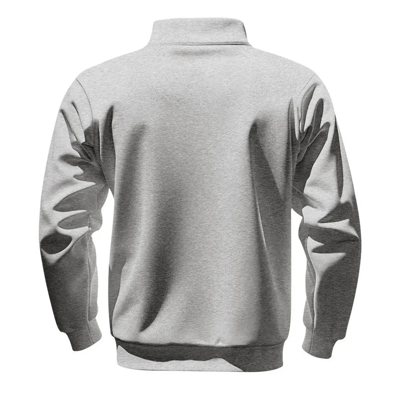 Men's Heavy Fleece Sweater - Half-Zip Stand Collar Pullover