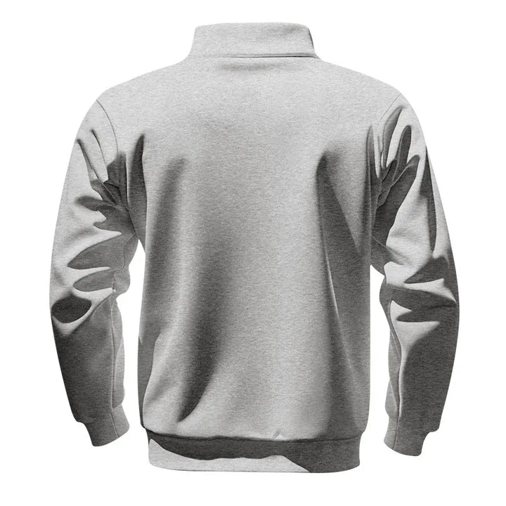 Men's Heavy Fleece Sweater - Half-Zip Stand Collar Pullover