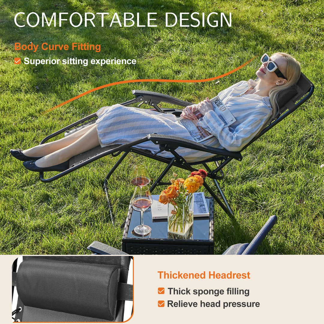 JHK Zero Gravity Recliner Set – 2-Pack Portable Outdoor Lounge Chairs