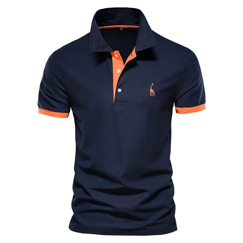 SmartGearPros WildStride Polo – Embroidered Giraffe, Bold Color Blocks & Cool Comfort