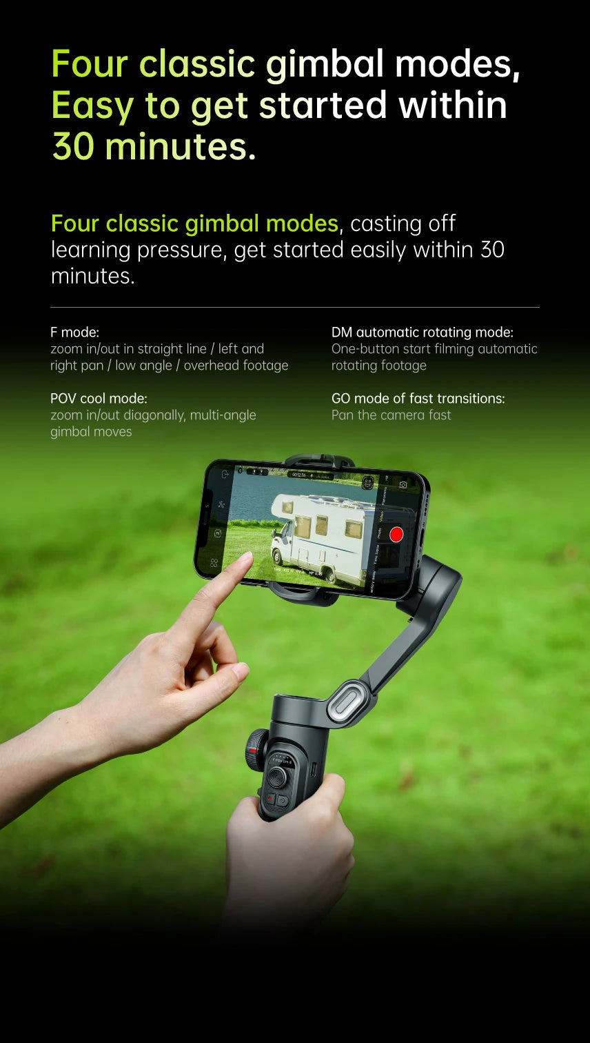 SmartGearPros AOCHUAN 3-Axis Gimbal – Handheld Smartphone Stabilizer with Smart Tracking & Anti-Shake Video Control