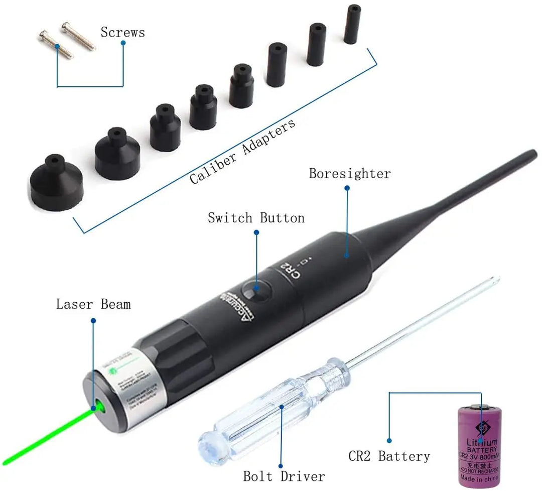 SmartGearPros Green Laser BoreSighter Kit - .177 to .50 Caliber Rifles & Handguns