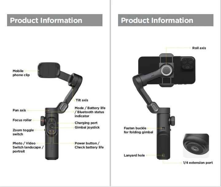 SmartGearPros AOCHUAN 3-Axis Gimbal – Handheld Smartphone Stabilizer with Smart Tracking & Anti-Shake Video Control