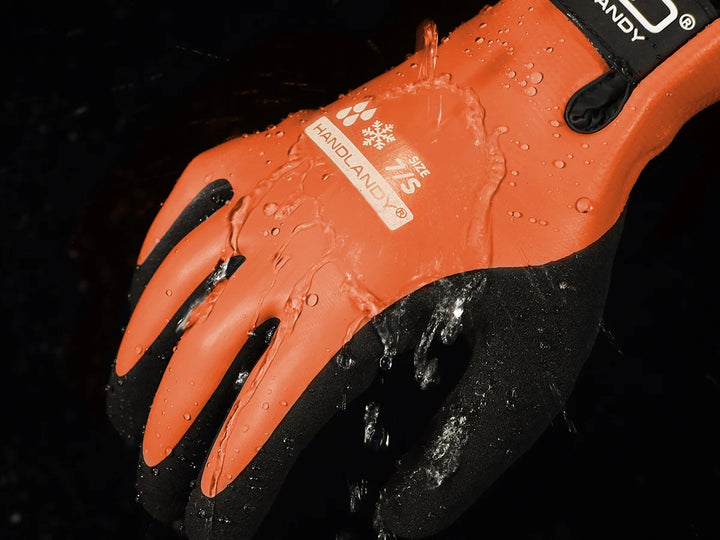 Handlandy Waterproof Work Gloves For Cold Weather Fully Submerged Rubber Warm Lining Winter Outdoor Work Gloves product image showing features or usage