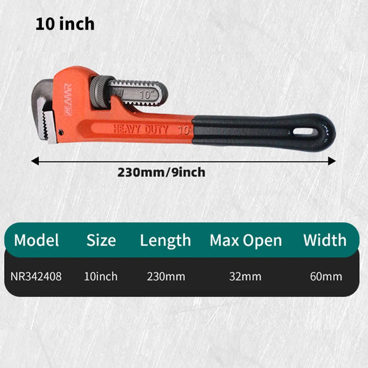 SmartGearPros Heavy Duty Pipe Wrench - 8/10/12/14/18 Inch Carbon Steel Plumbing Spanner Universal Adjustable Clamp
