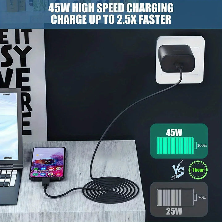 SmartGearPros 45W Ultra Fast USB-C Charger - Power Adapter for Samsung Galaxy & Android