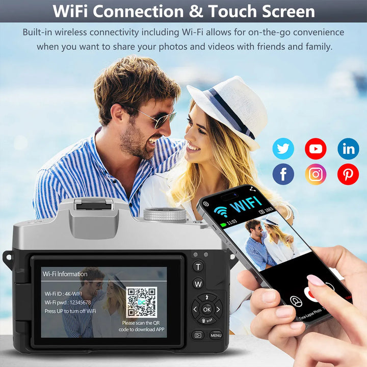 SmartGearPros 75MP Digital Camera – 4K Photography & Video Camera with High-Resolution Imaging