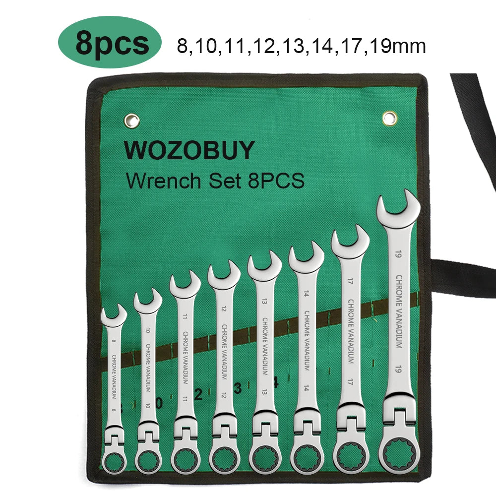 SmartGearPros Ratchet Wrench Set – 8-22mm Metric Combination Kit with Canvas Bag