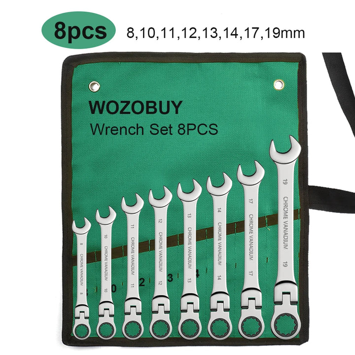 SmartGearPros Ratchet Wrench Set – 8-22mm Metric Combination Kit with Canvas Bag