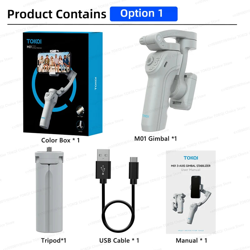 SmartGearPros 3-Axis Smartphone Gimbal – TOKQI M01 Handheld Stabilizer with Anti-Shake Tech & Add-On Options