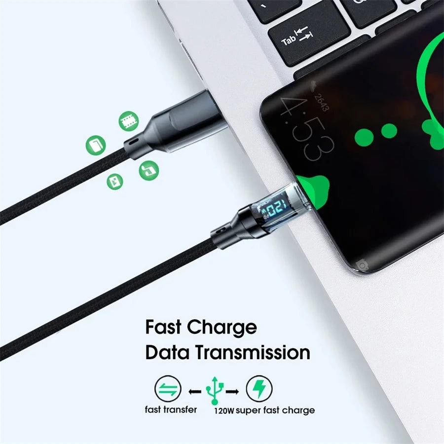 SmartGearPros HyperCharge 120W Cable – Type-C Fast Charger for Phones, Tablets & Laptops