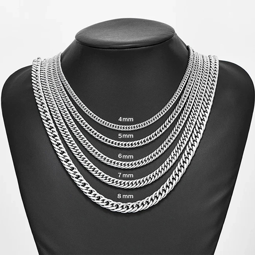SmartGearPros SmartGearPros Stainless Steel Cuban Link Chain Necklace – Classic Men's & Boys' Chunky Jewelry (4.8mm-9.2mm) – 14 to 30 Inche