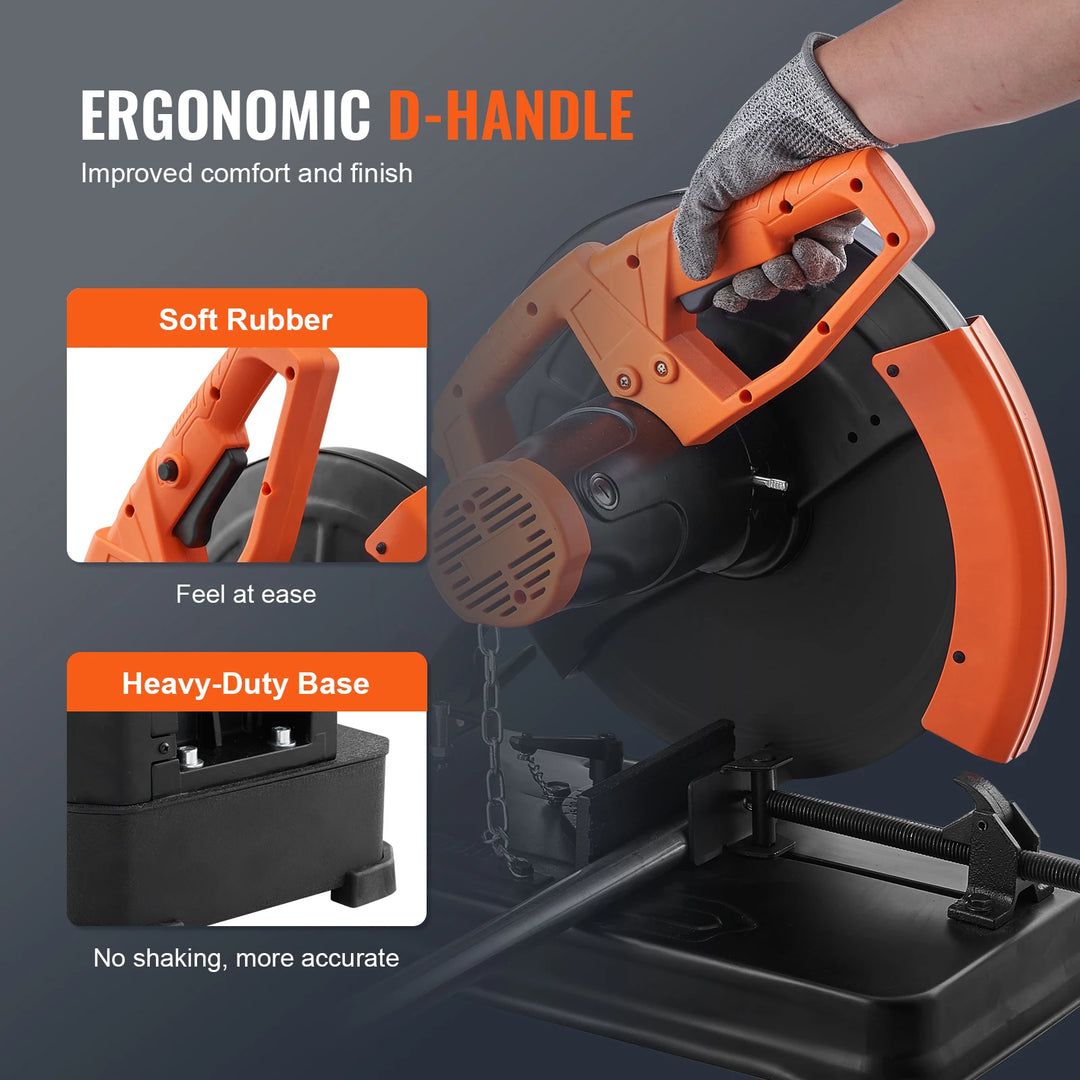 SmartGearPros VEVOR 2300W Abrasive Chop Saw - 14" Steel Cutting Machine with Adjustable Angle