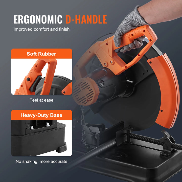 SmartGearPros VEVOR 2300W Abrasive Chop Saw - 14" Steel Cutting Machine with Adjustable Angle
