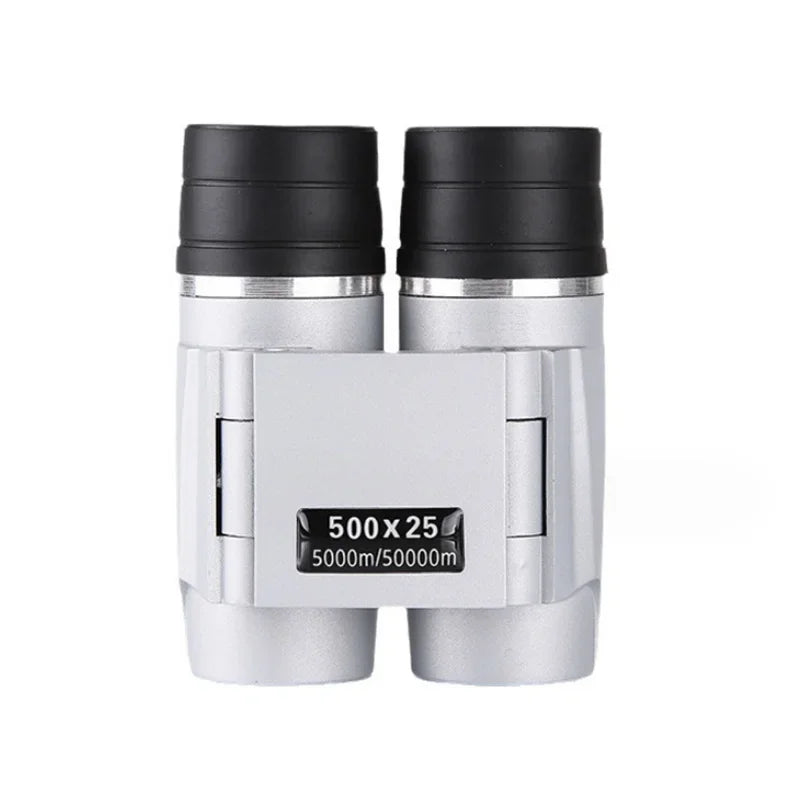Binoculars with black lids on a white background