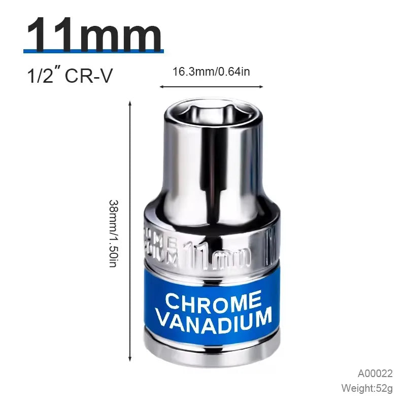 NIUXIANG 1/2" Drive Deep Impact Socket – Metric Chromium-Vanadium Steel