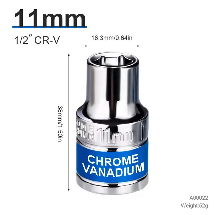 NIUXIANG 1/2" Drive Deep Impact Socket – Metric Chromium-Vanadium Steel