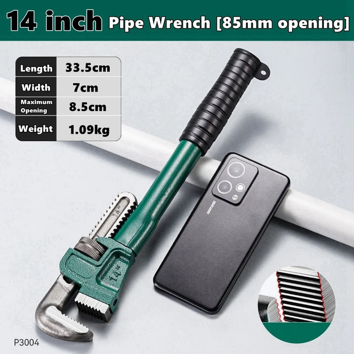 SmartGearPros Carbon Steel Pipe Wrench - 10/12/14/18 Inch Heavy Duty Universal Adjustable Plumbing Hand Wrench Industrial