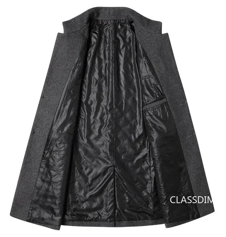 SmartGearPros Men's Winter Cashmere Wool Trench Coat – Slim Fit, Warm & Stylish Business Jacket (4X)