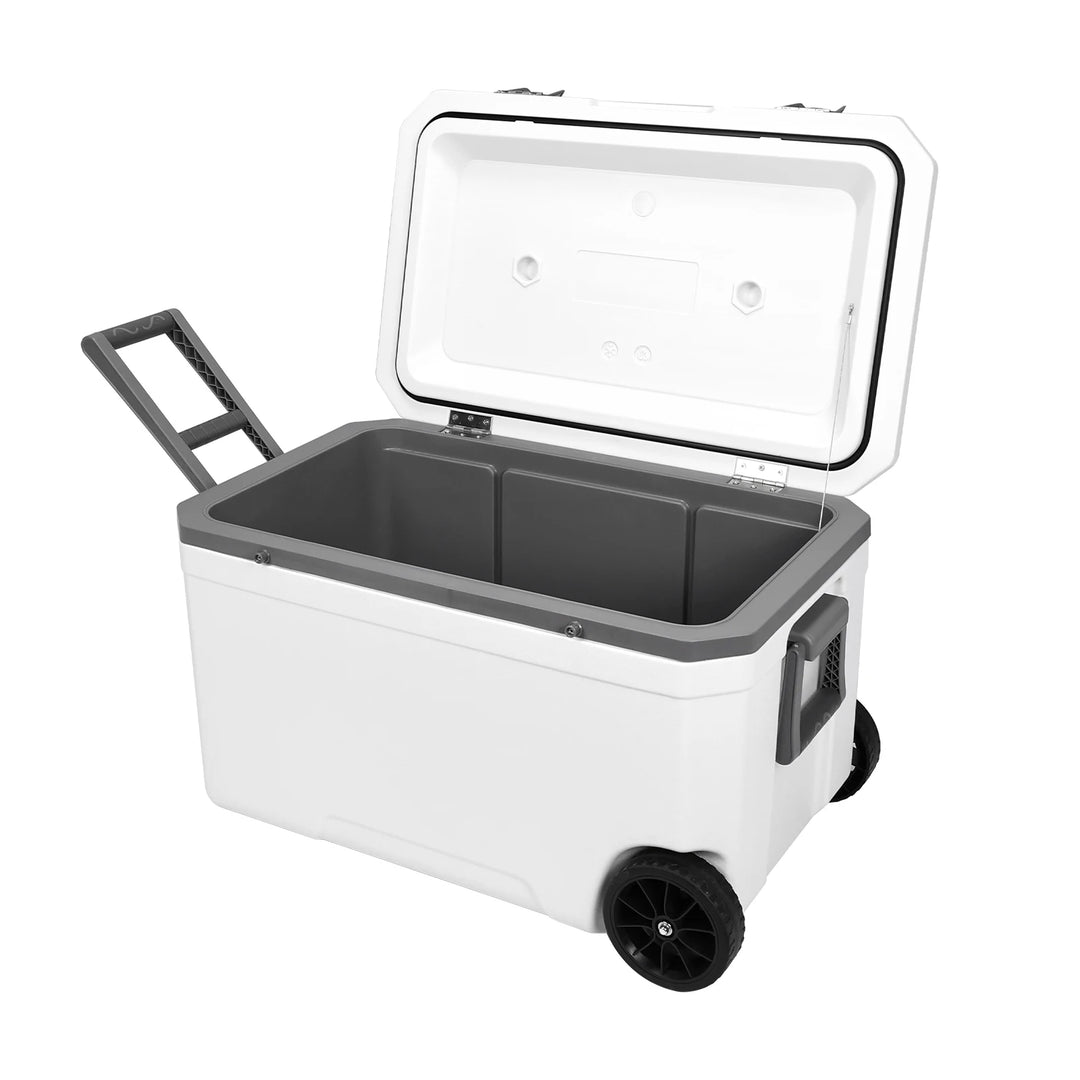 SmartGearPros 70L Wheeled Cooler - 30% Lighter Than Rotomolded Camping Cooler with Handle for Beach Fishing