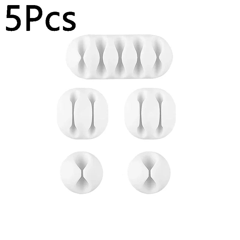 SmartGearPros Self-Adhesive Cable Clips – 1/3/5/10-Pack Silicone USB Cord Holders for Desk, Car & Home Use