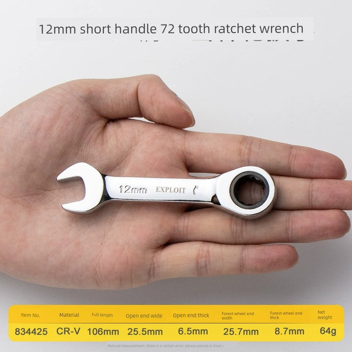 SmartGearPros Short Handle Fast Ratchet Wrench – Dual-Purpose, Labor-Saving, Offset Spanner (10-13mm)